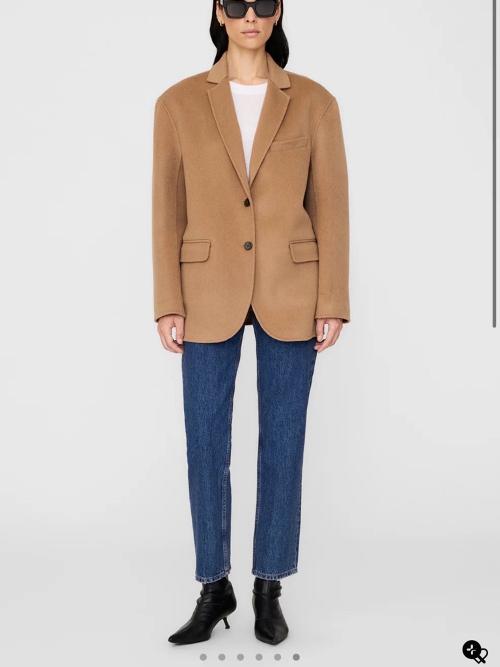 Womens Camel Single-Breasted Wool Blazer